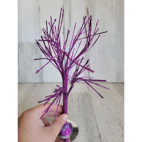 Purple glitter sparkle haunted Halloween tree Village accessory - Picture 5 of 9